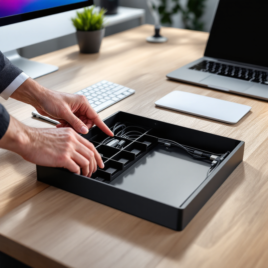 Under-Desk Cable Management Tray